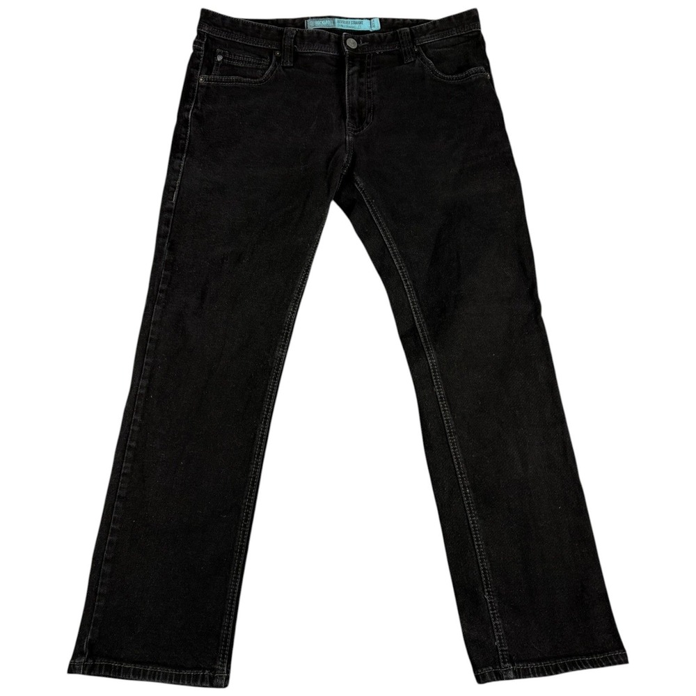 Rock & Roll Revolver Slim Straight Jeans Mens 36x32‎ Black Denim Cotton Stretch